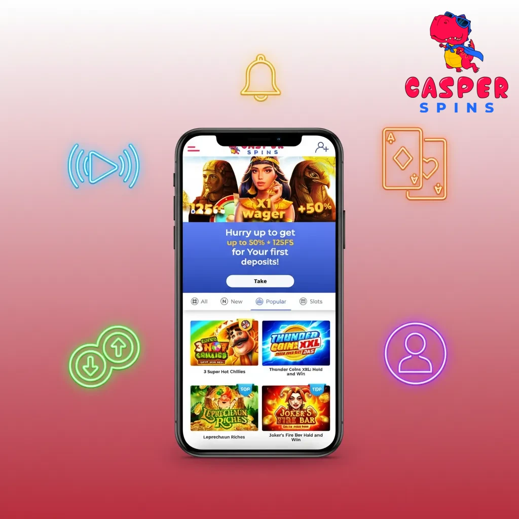 Casper Spins app: sportsbook and casino in one, live odds, fast deposits and withdrawals, wallet and account tools.