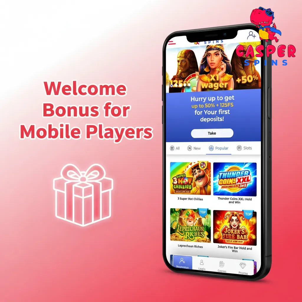 Mobile casino welcome bonus for new UK players: 50% up to £200 + 125 free spins on selected slots. 18+. Terms apply.