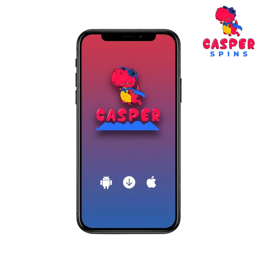 Casper Spins app promo: Download for Android or iOS. 50% first deposit bonus + 125 Free Spins. 18+ BeGambleAware.
