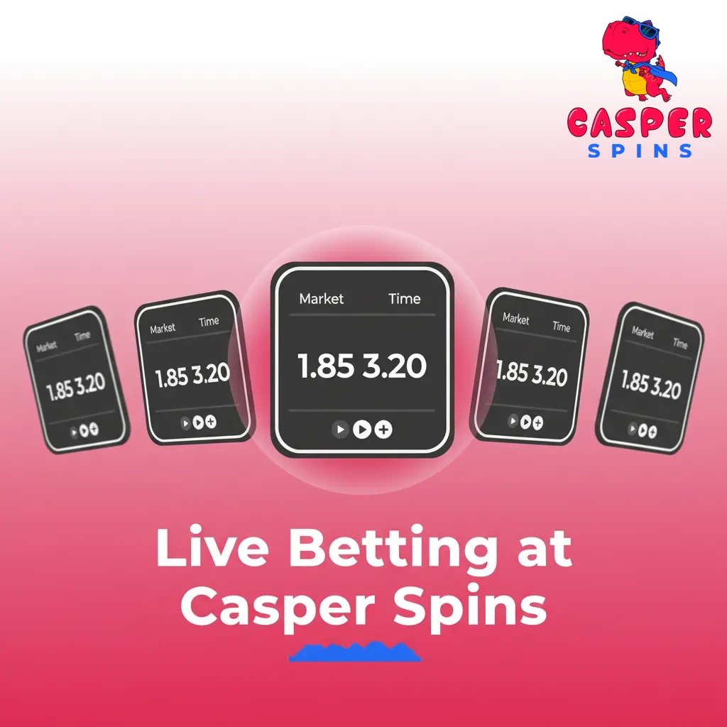 Casper Spins live betting screen with in-play odds, cash out, and match trackers for football, tennis, basketball and cricket