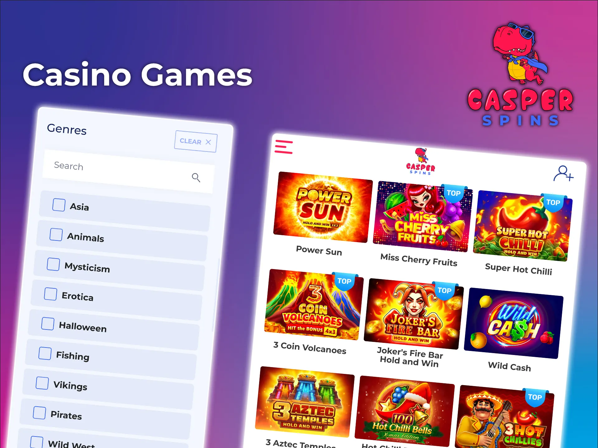 Try your luck at Casper Spins Casino games.
