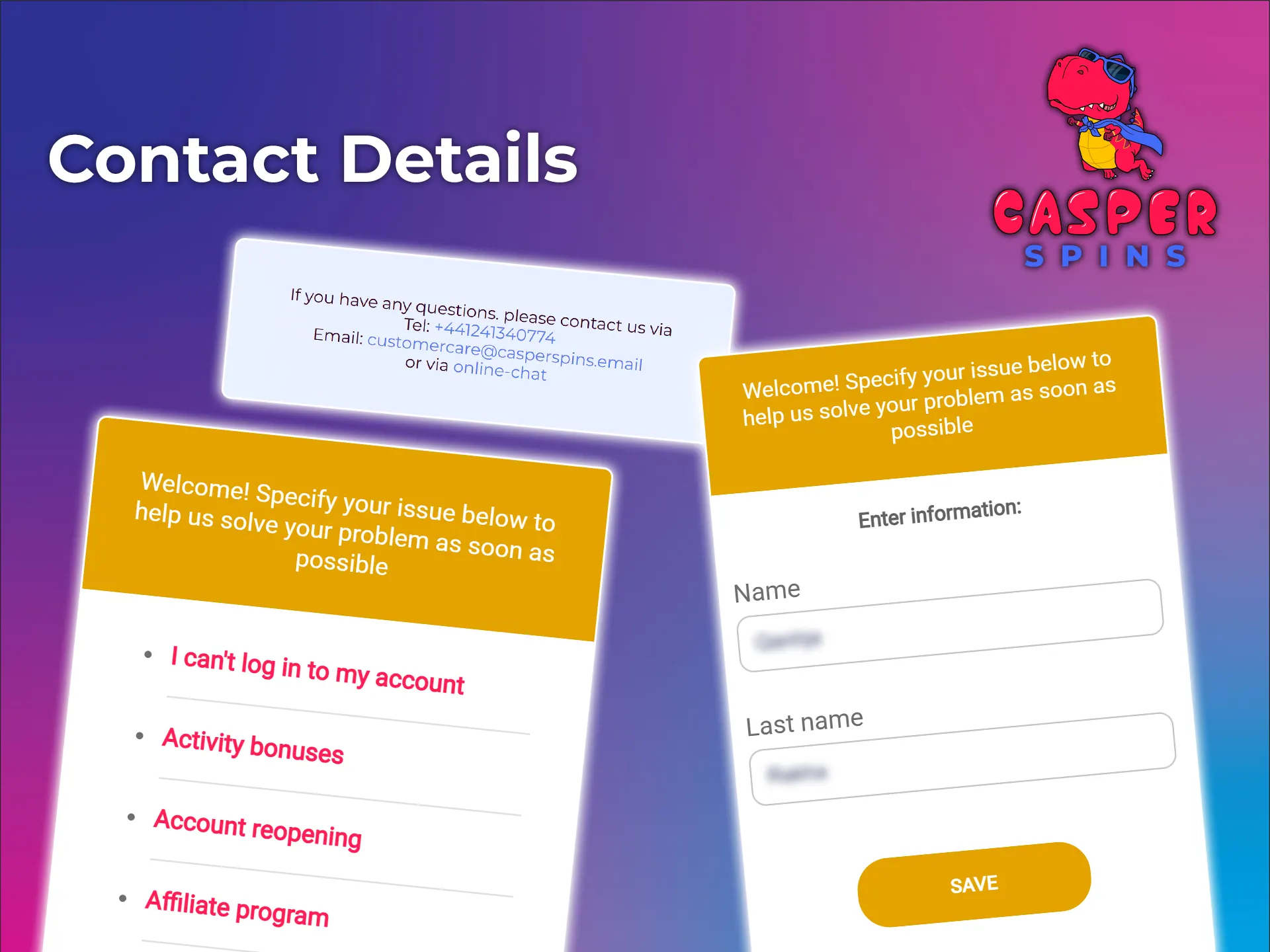 Save Casper Spins' contact details.