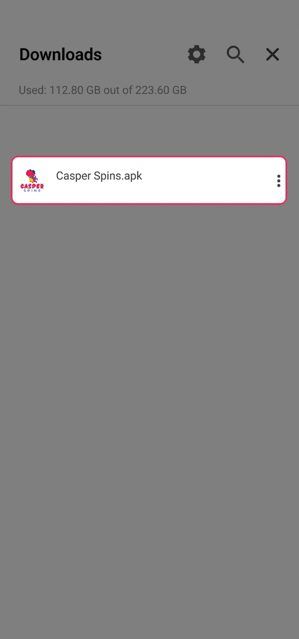 Confirm the installation of the convenient Casper Spins app.