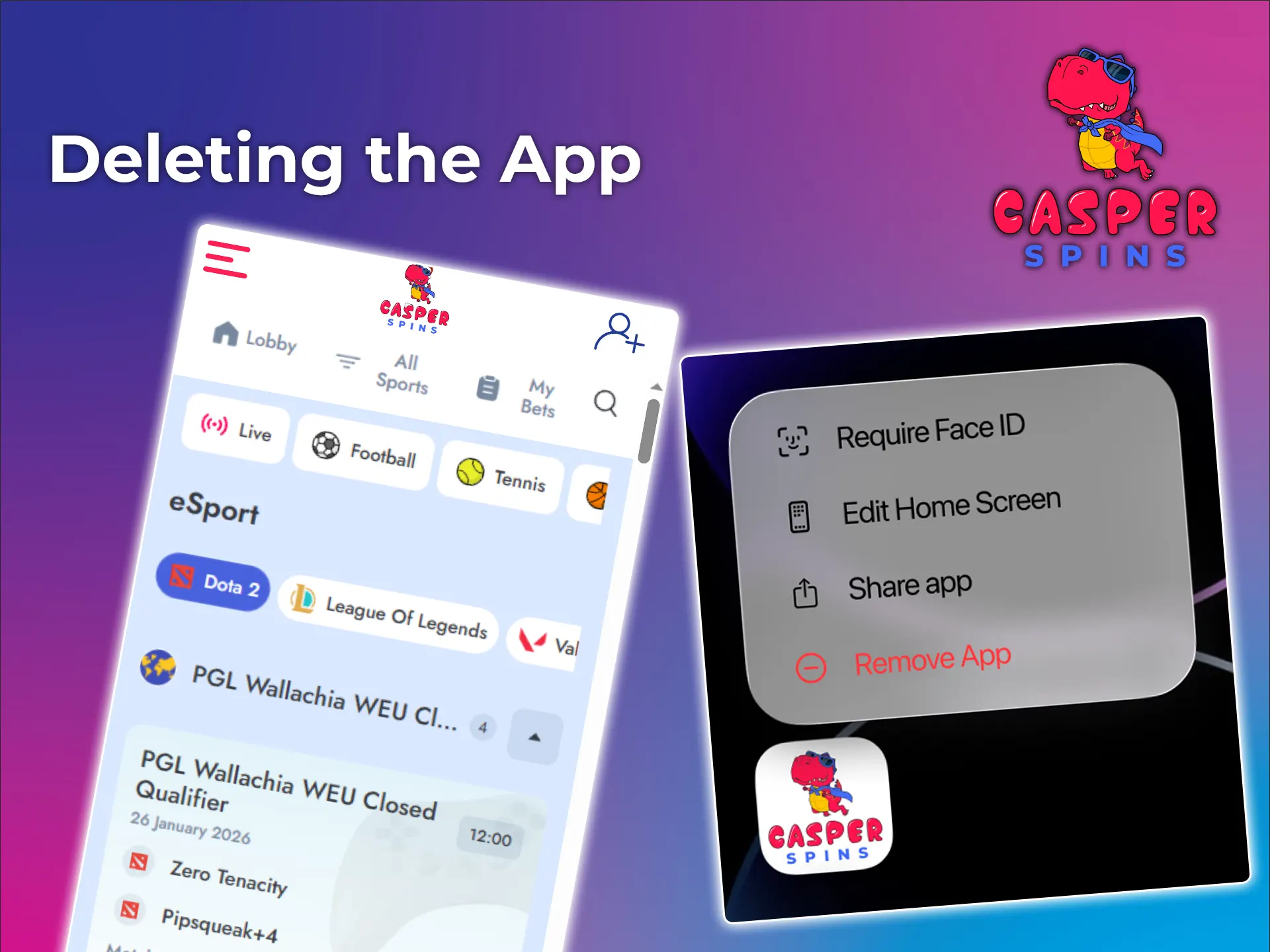 See how to delete the Casper Spins app if necessary.