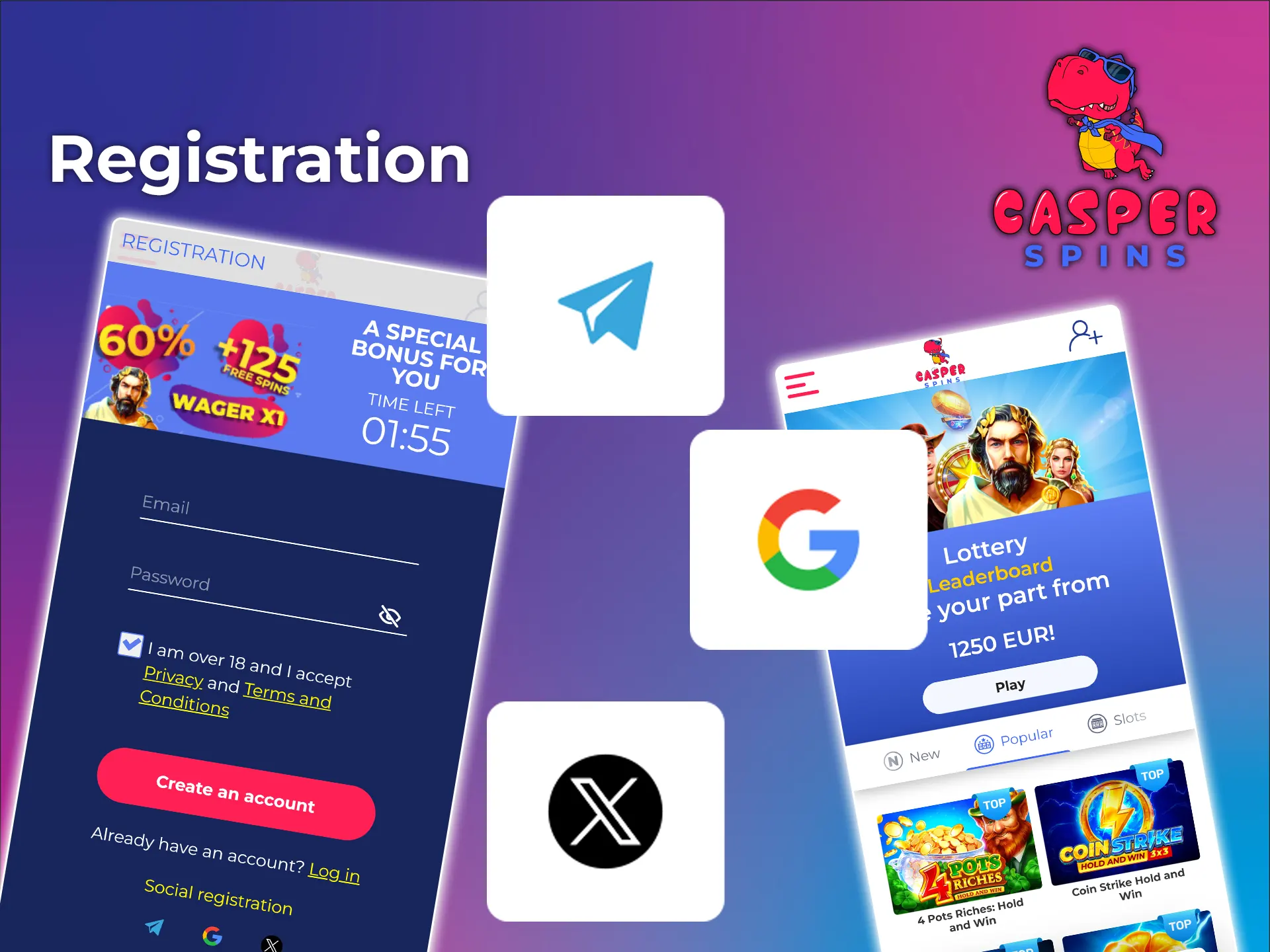 Register with Casper Spins and start playing.