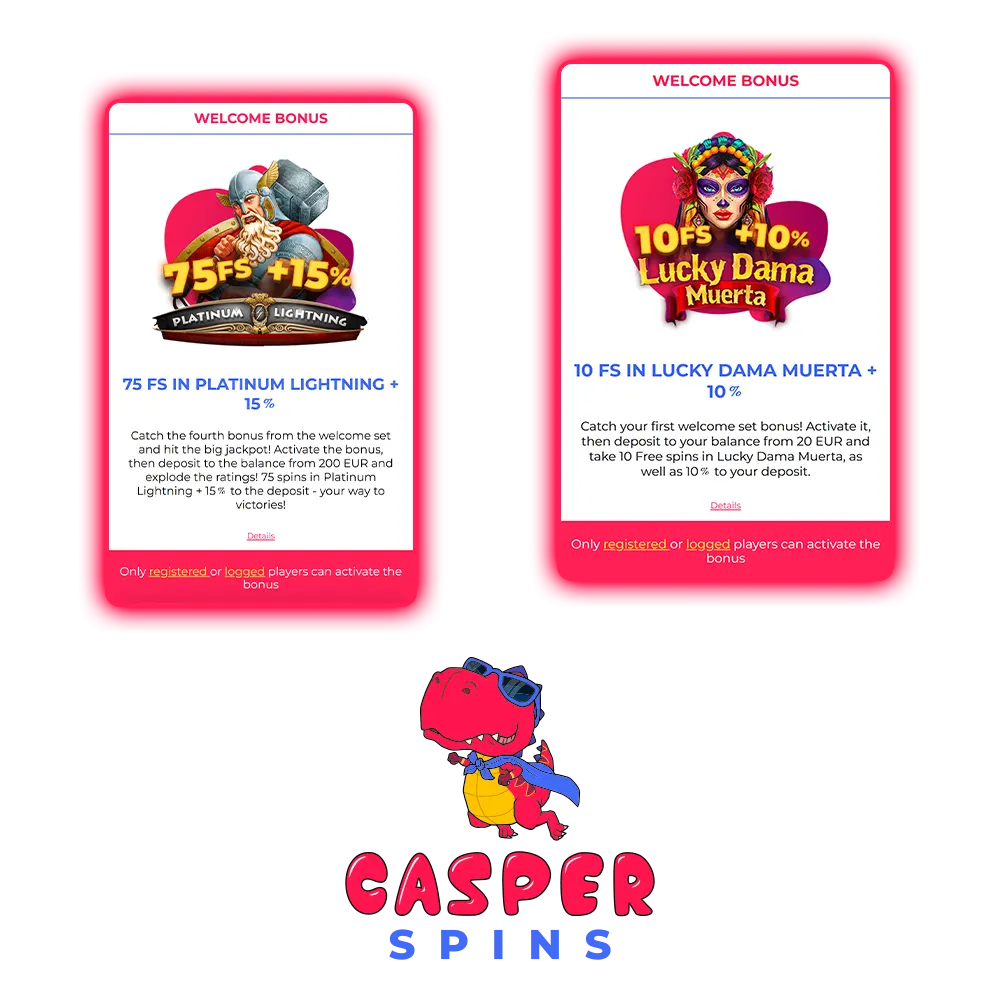 Check out the bonuses available at Casper Spins Casino.
