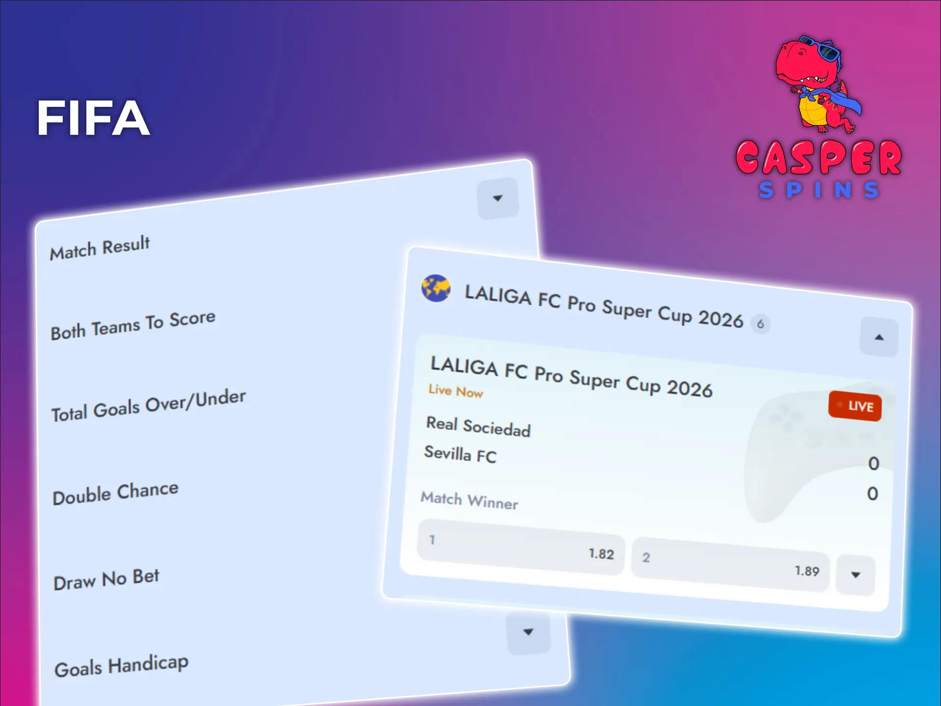 Bet on eSports soccer matches at Casper Spins.