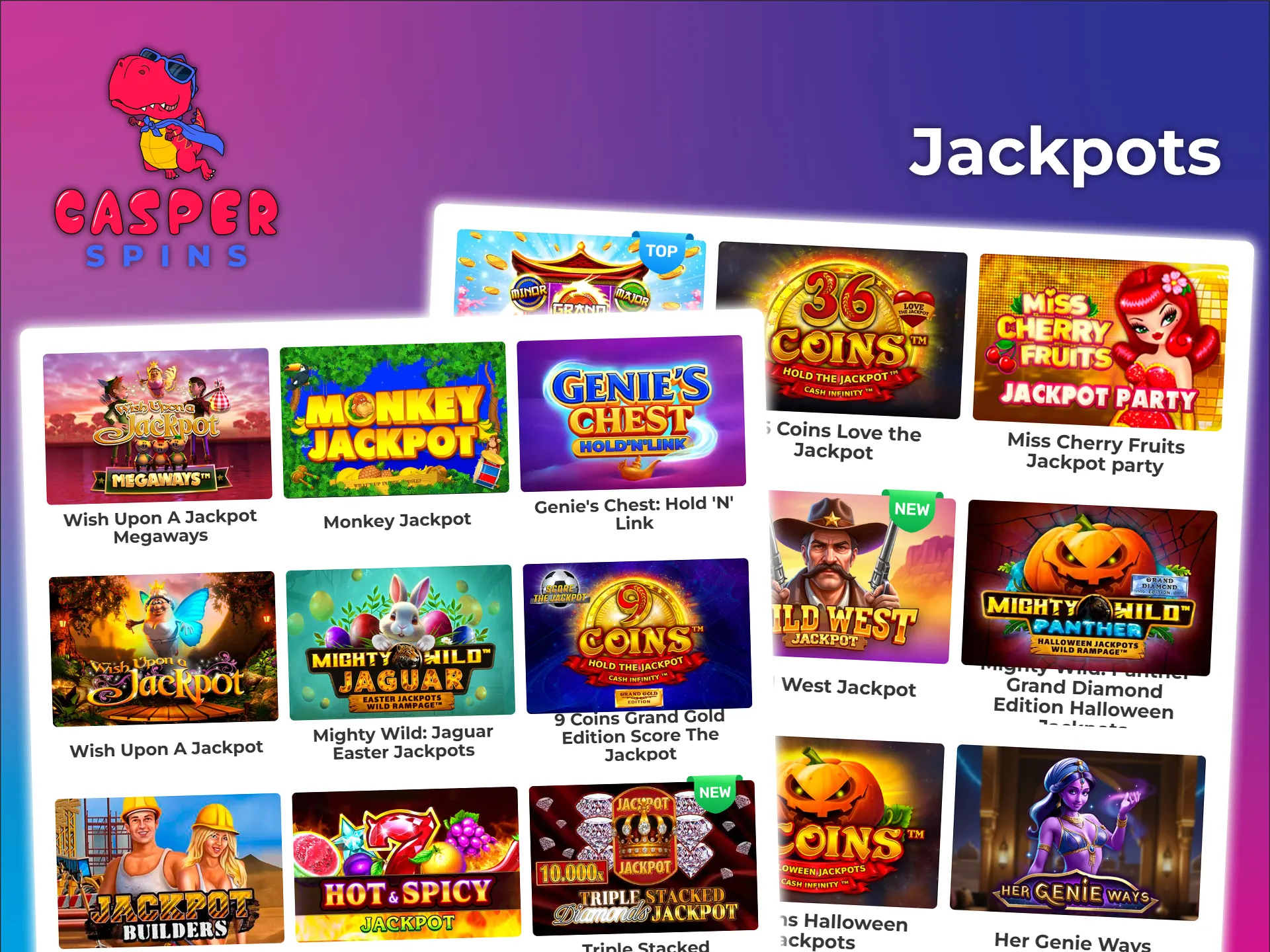 Hunt for big jackpots at Casper Spins Casino.