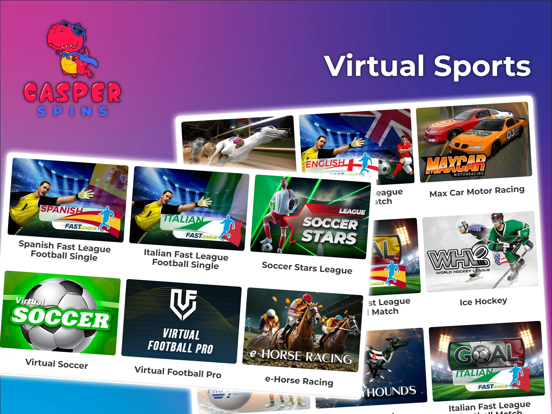 Bet on virtual sports and win at Casper Spins.