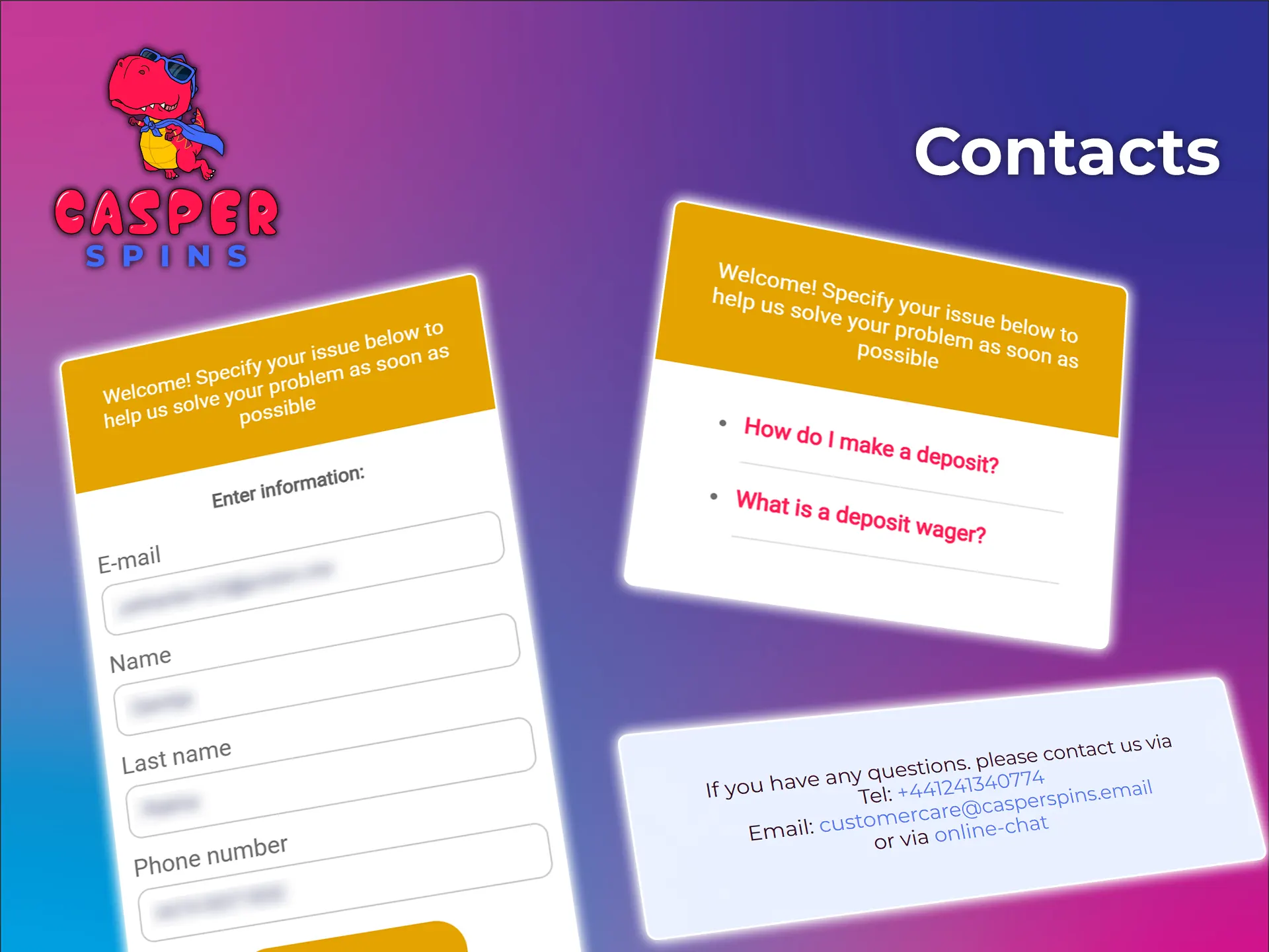 Find out how to contact support at Casper Spins.